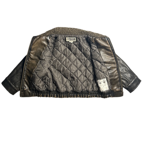 Kids Vintage Route 66 Original Clothing Co. Leather Jacket With Sherpa Collar - Picture 8 of 10